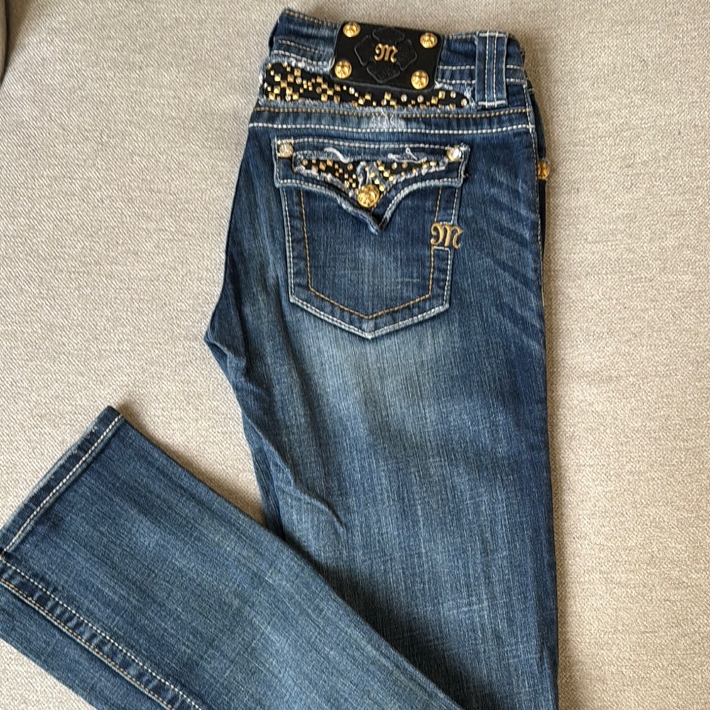Women's Blue Embellished Jeans